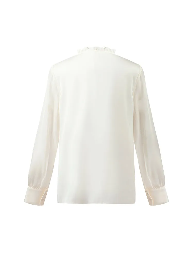 22 Momme Mulberry Silk Ruffle Women Blouse