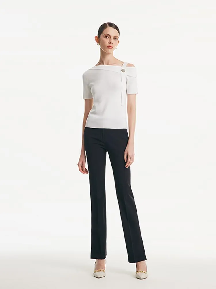 Acetate Stretchy Slight Flared Pants