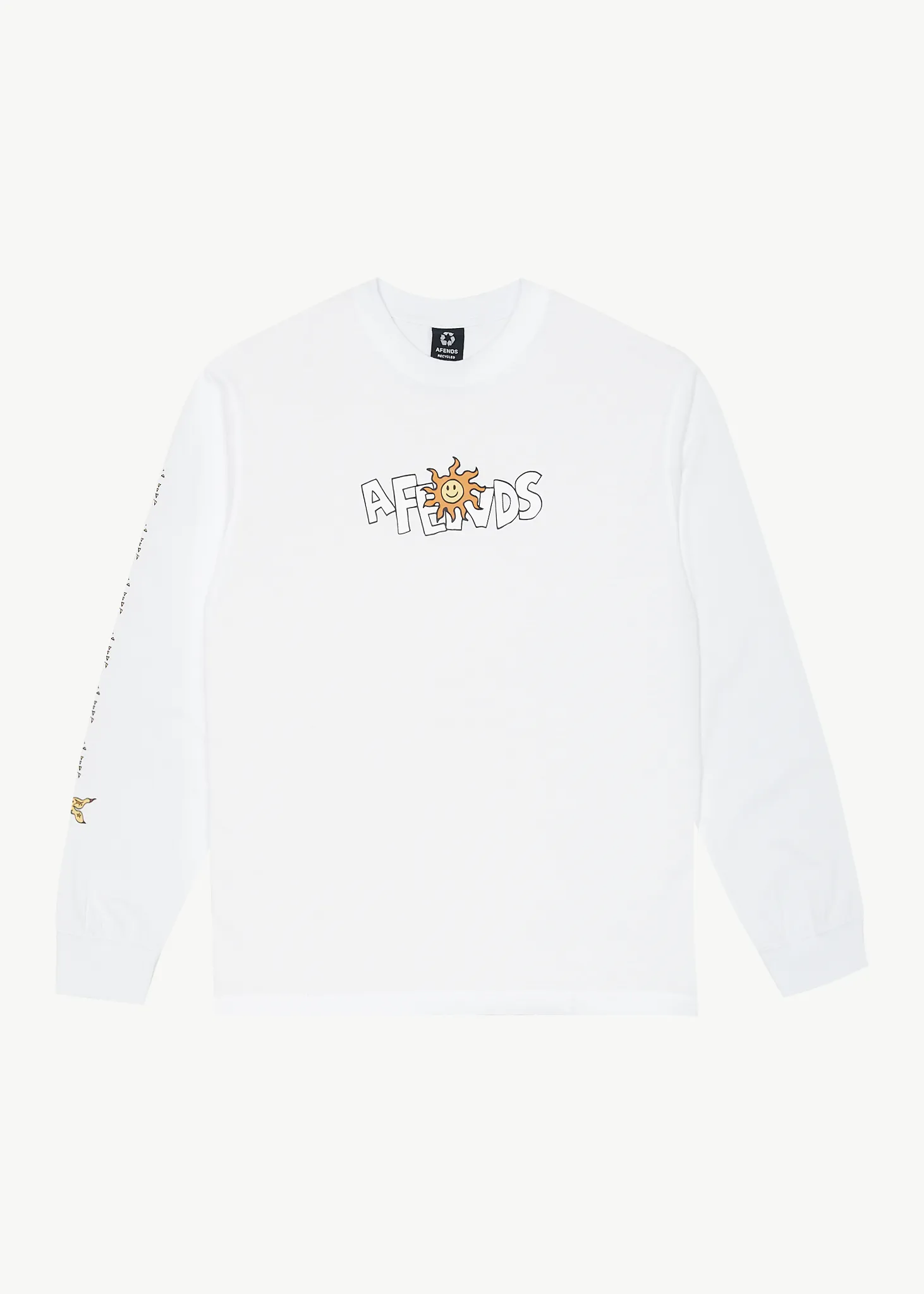 AFENDS Mens Sunshine - Long Sleeve Graphic T-Shirt - White