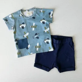 Airplanes Baby Pocket Tee   Shorts Set (Organic Jersey)