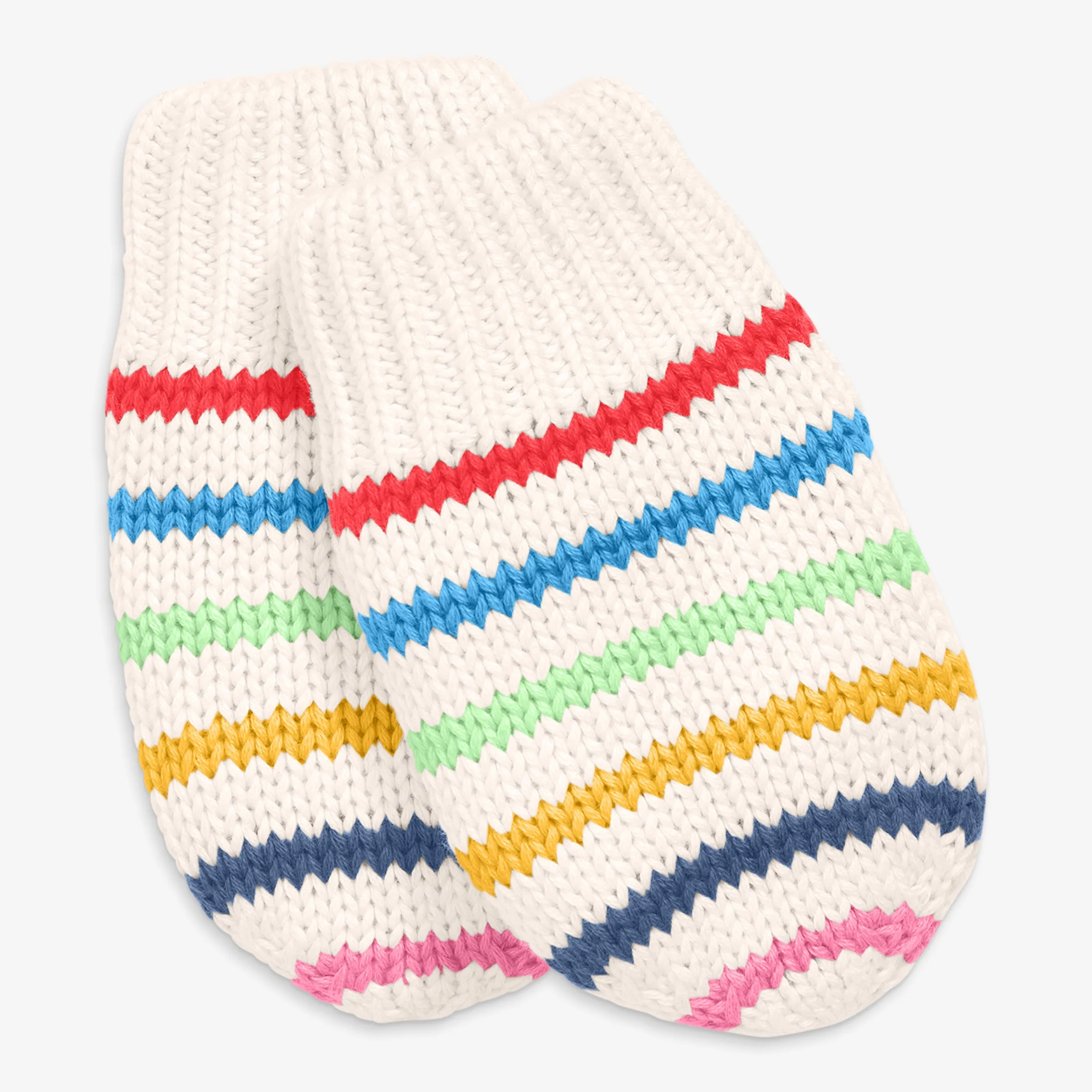 Baby fleece-lined rainbow stripe mittens