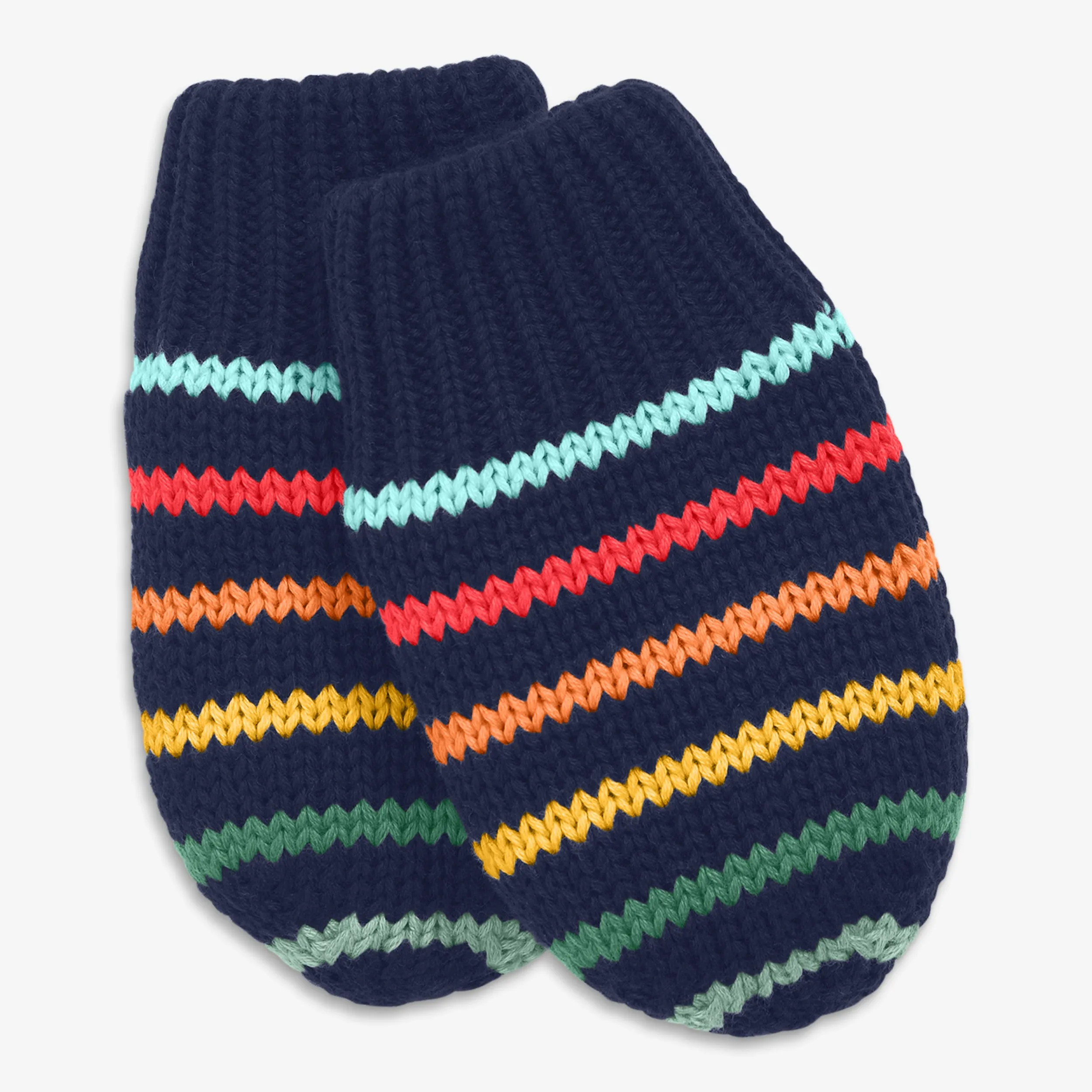 Baby fleece-lined rainbow stripe mittens