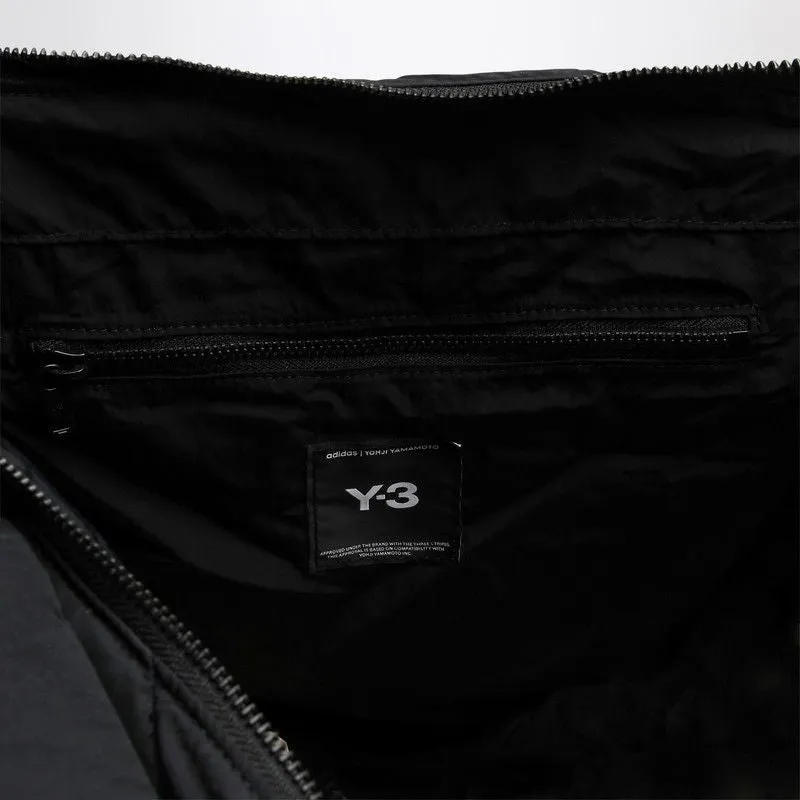 BLACK NYLON SHOULDER BAG WITH LOGO