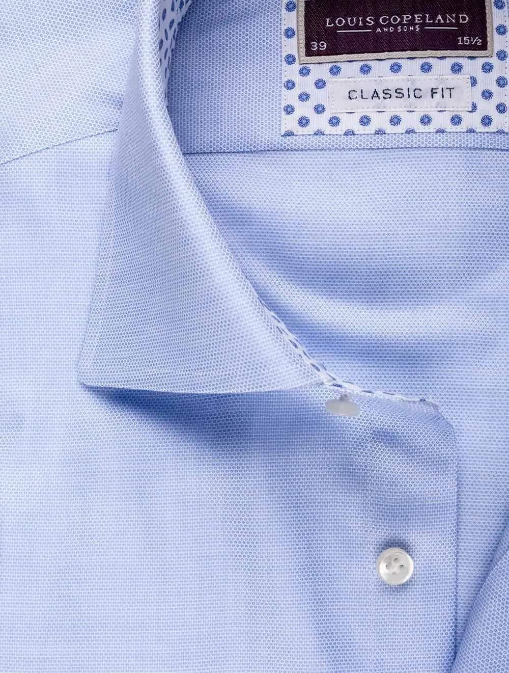 Blue Contrast Dot Inlay Classic Fit Shirt Blue/tailo