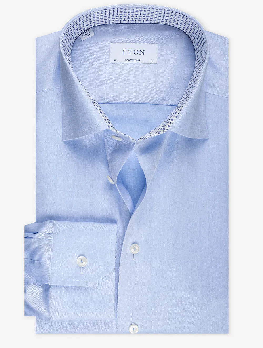 Blue Plain With Inlay Contemporary Fit  Shirt