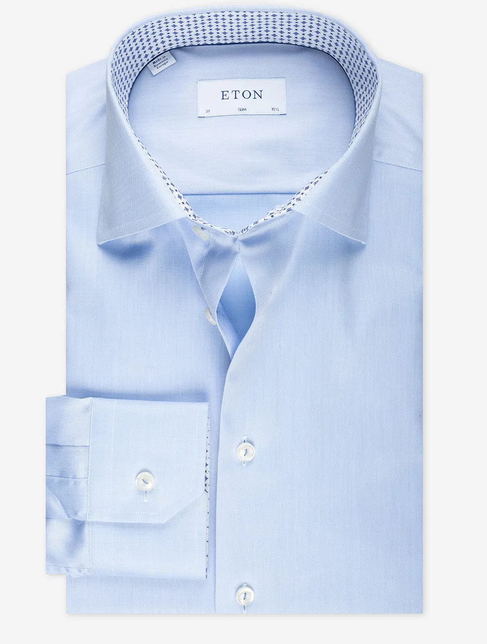 Blue Plain With lnlay Slim Fit Shirt