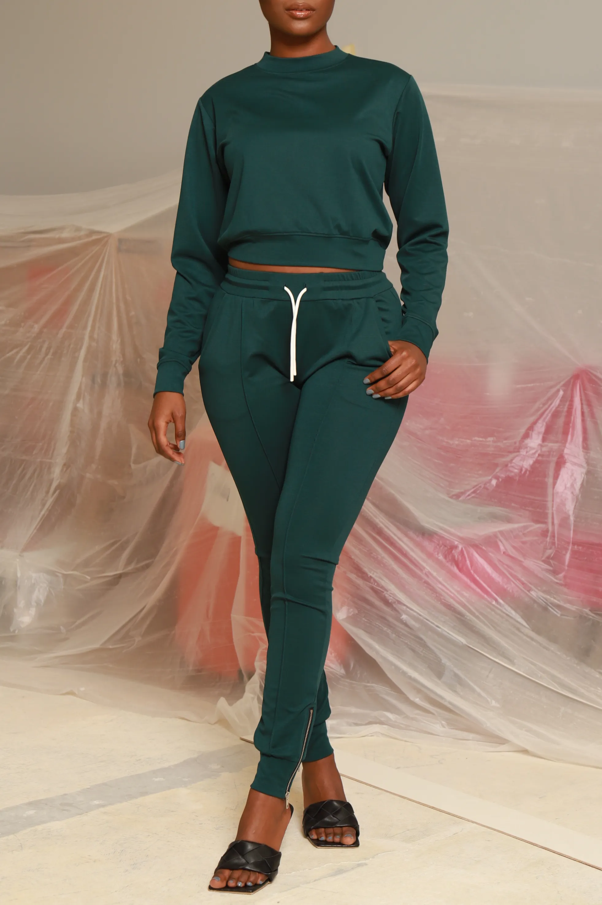 Brazil Lined Jogger Sweatsuit - Hunter Green