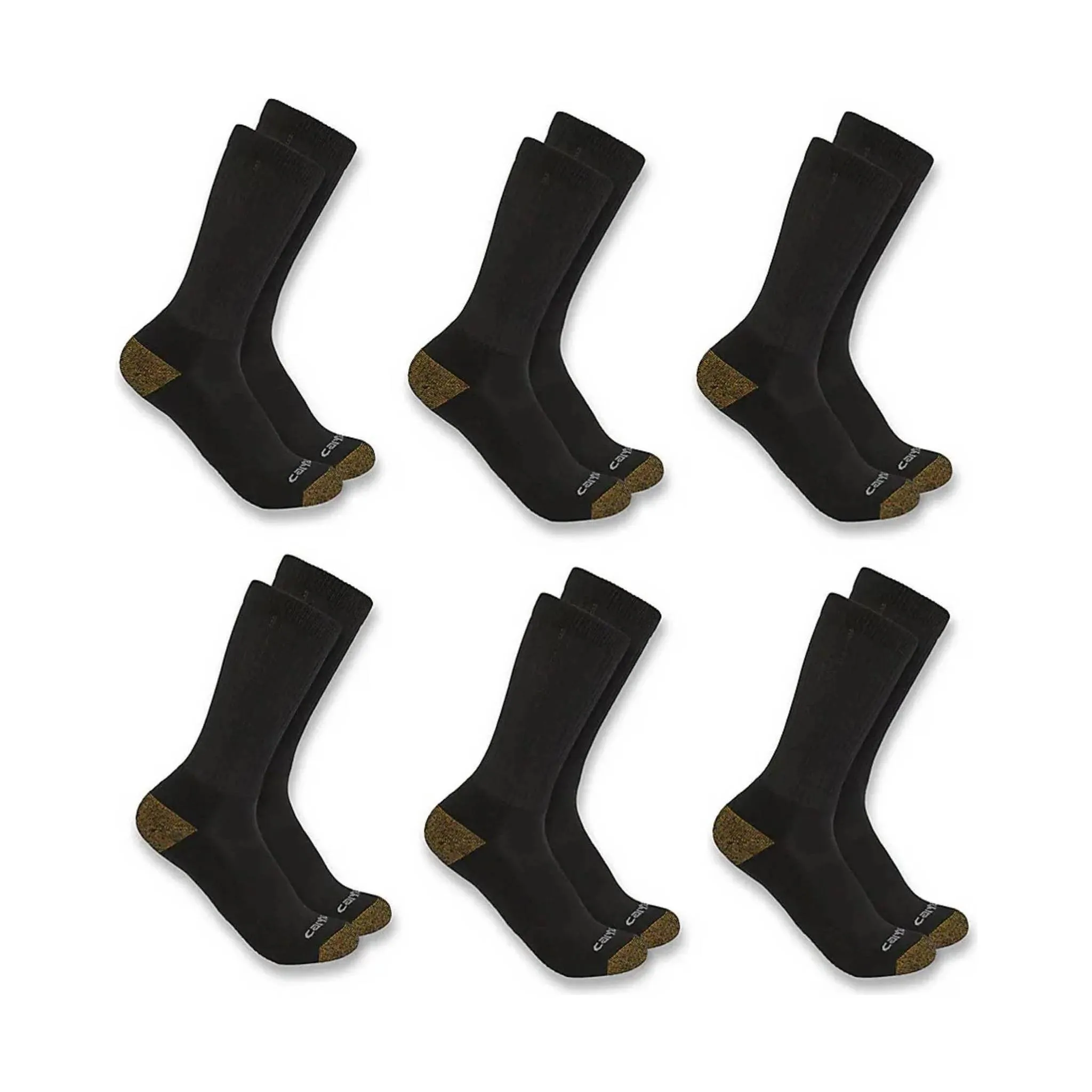 Carhartt Men's Midweight Crew Sock 6-Pack - Black