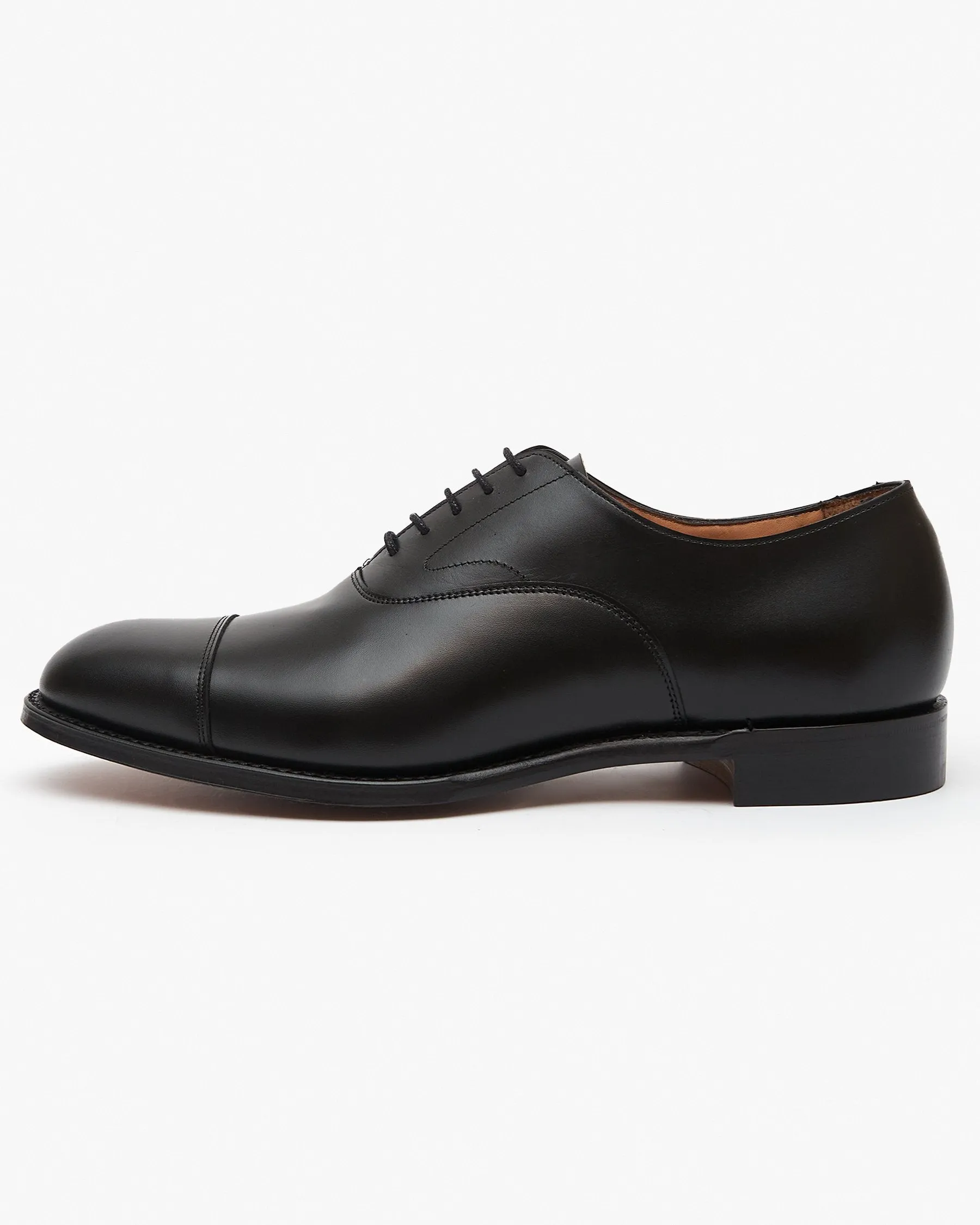 Cheaney Alfred Capped Oxford Shoe - Black Calf Leather