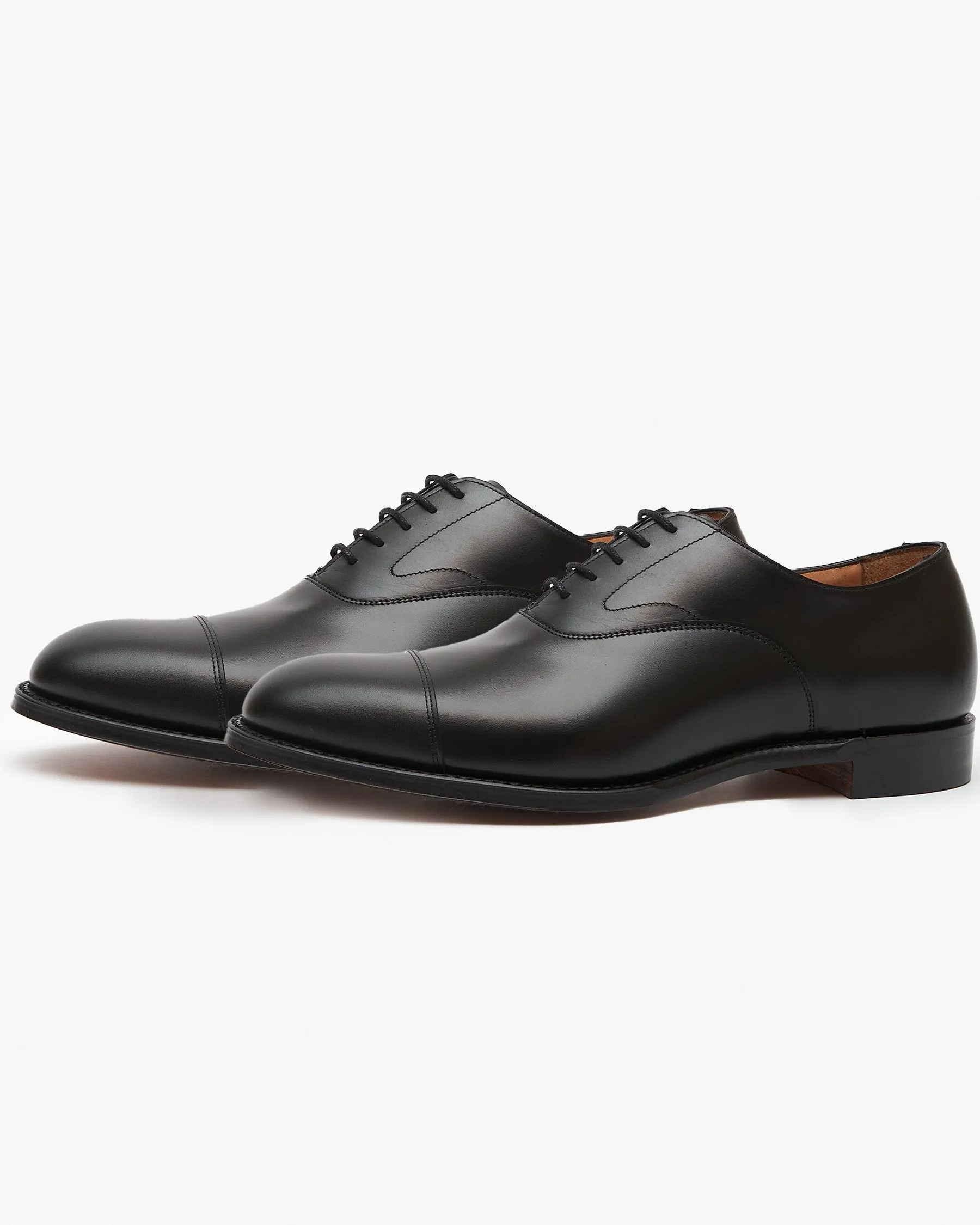 Cheaney Alfred Capped Oxford Shoe - Black Calf Leather