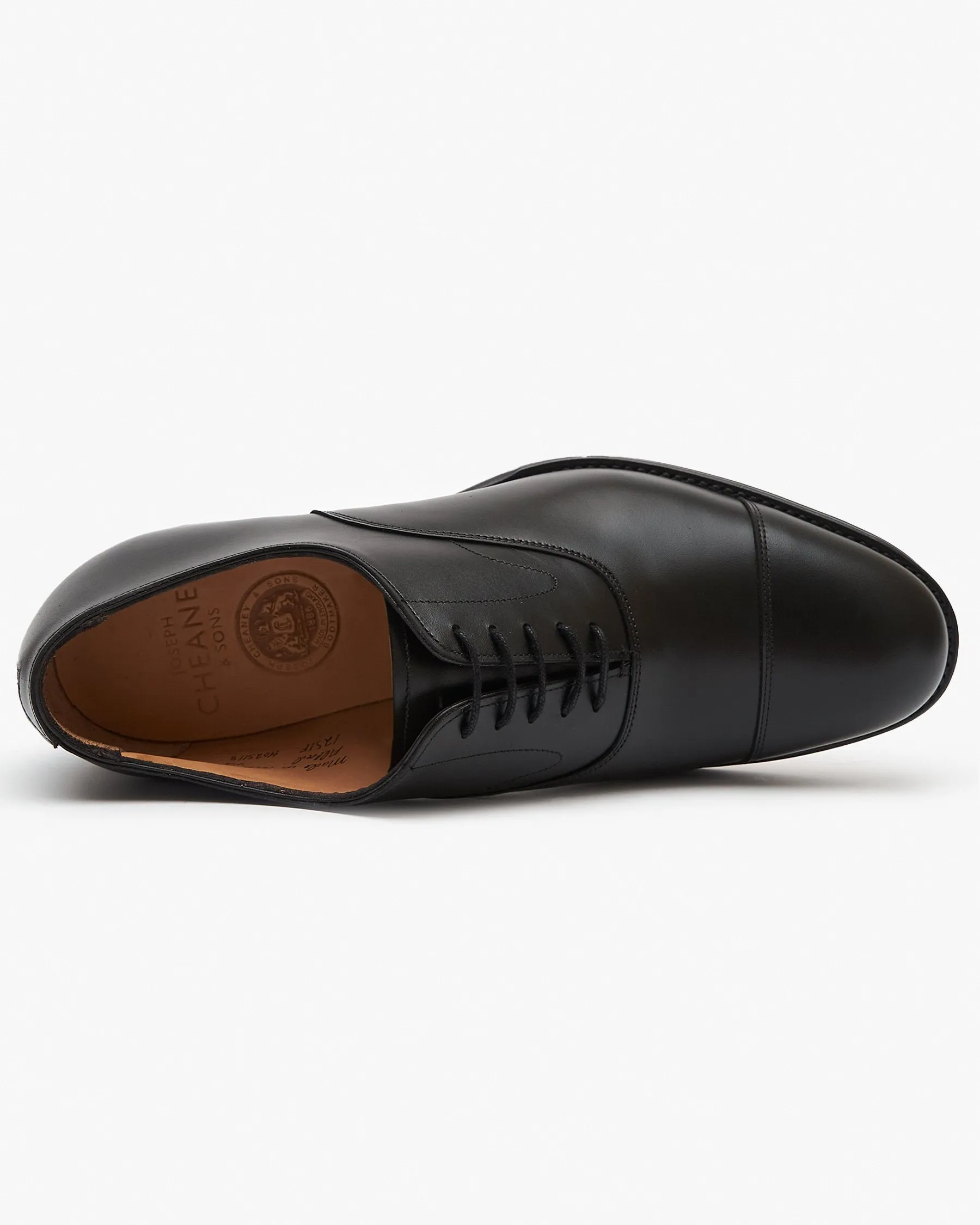 Cheaney Alfred Capped Oxford Shoe - Black Calf Leather