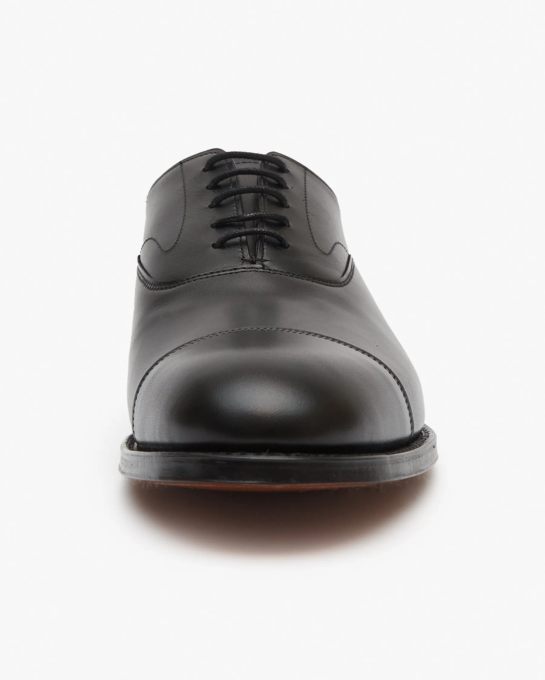 Cheaney Alfred Capped Oxford Shoe - Black Calf Leather