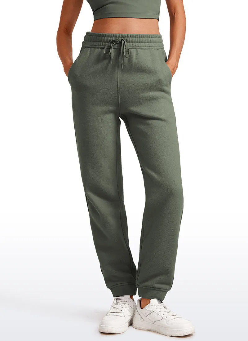 Cotton Fleece Lined High Rise Sweatpants 28''