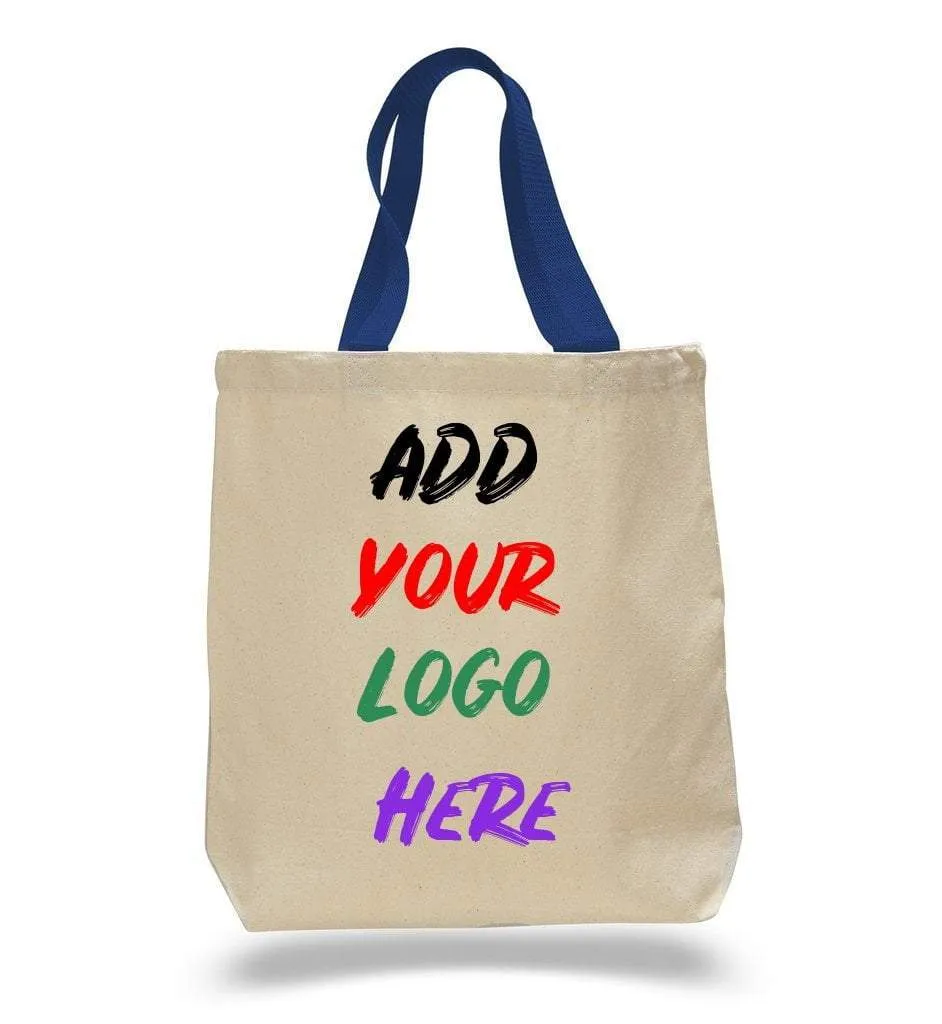 CUSTOM COTTON CANVAS TOTE BAGS WITH CONTRAST HANDLES