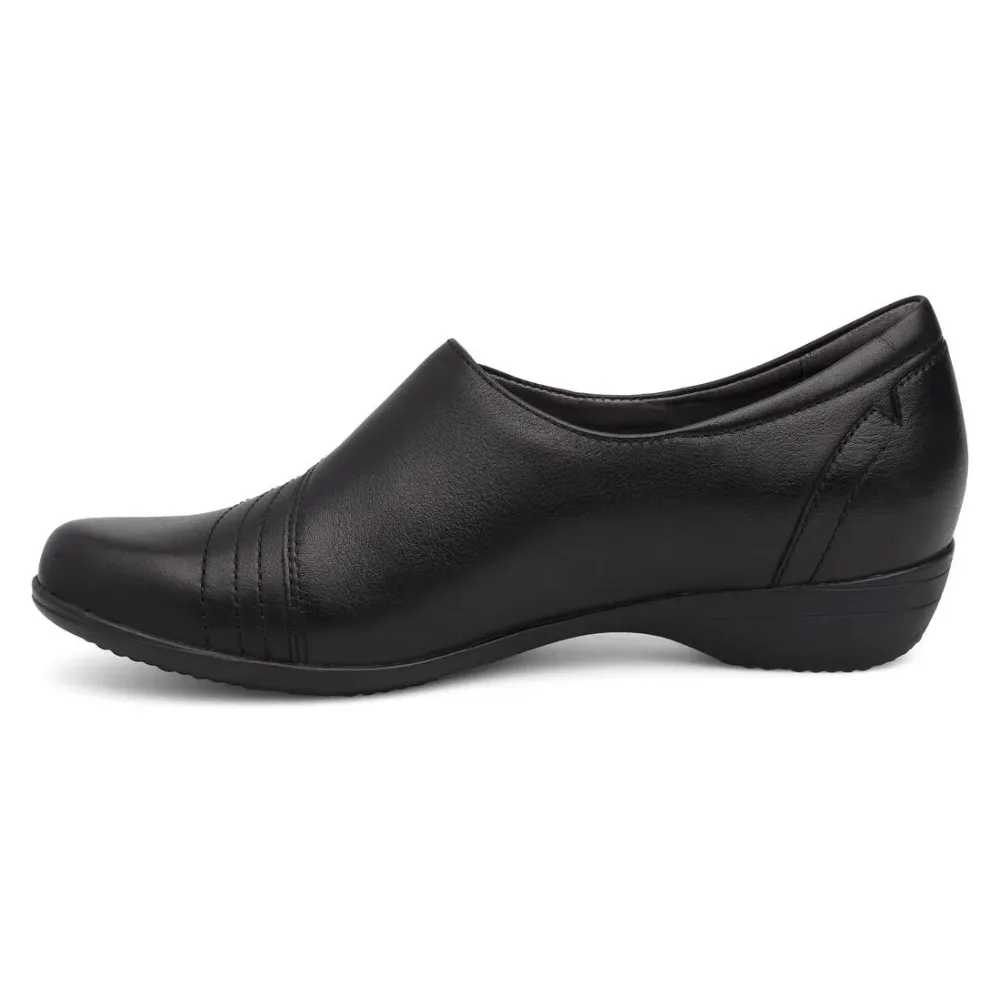 Dansko Franny Wide Black Milled Nappa Leather Slip-On (Women's)