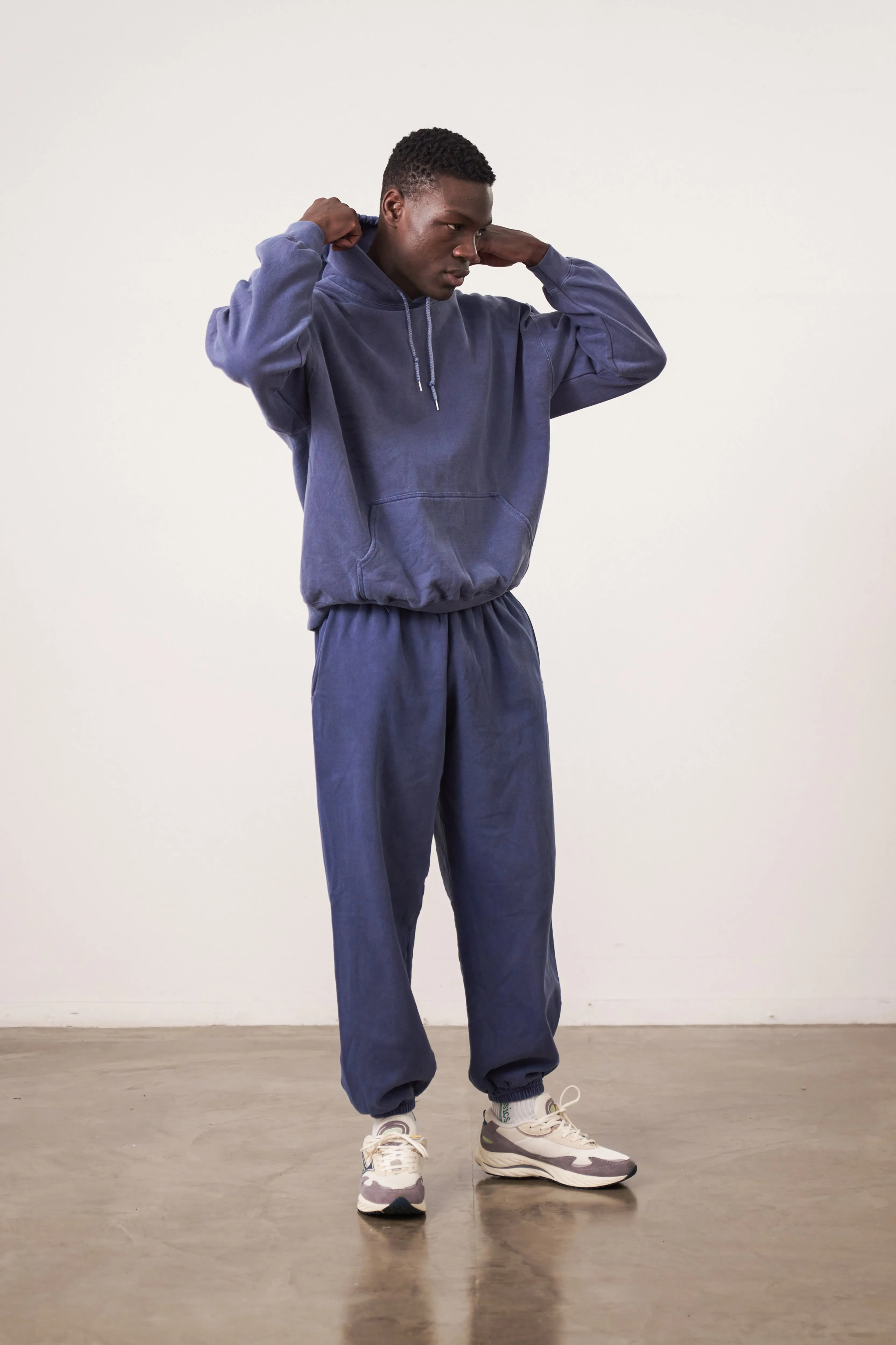 Essentials Vintage Washed Hoodie & Jogger Set - Navy