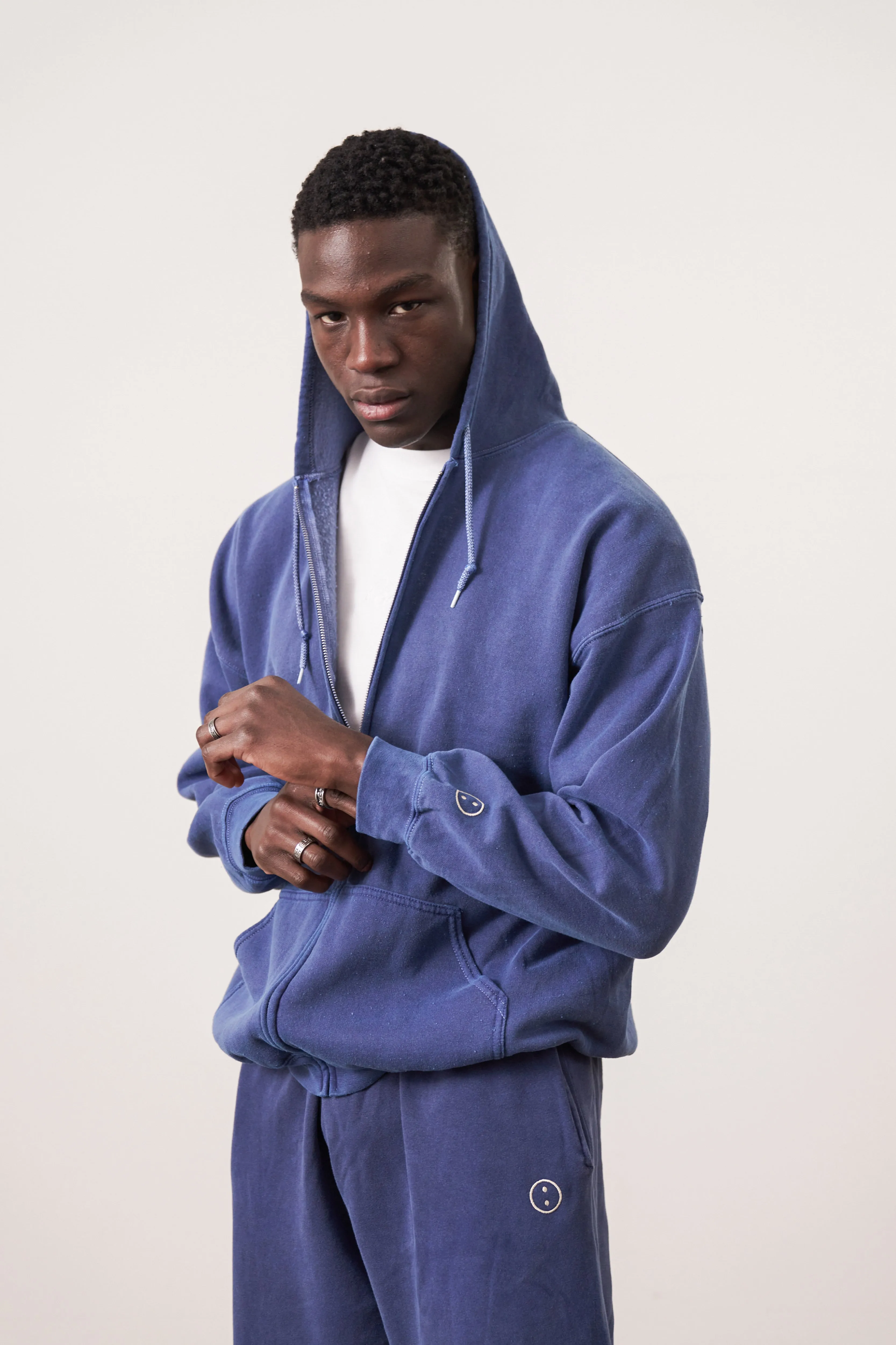 Essentials Vintage Washed Zip Up Hoodie - Navy