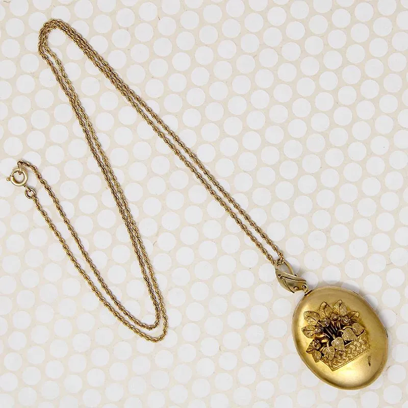 Flower Basket Victorian Gold Filled Locket