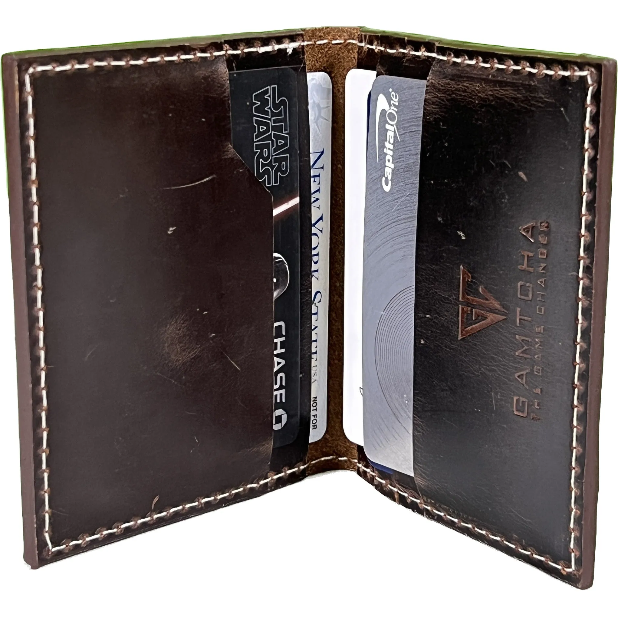 FOREST BIFOLD LEATHER CARD HOLDER-BROWN