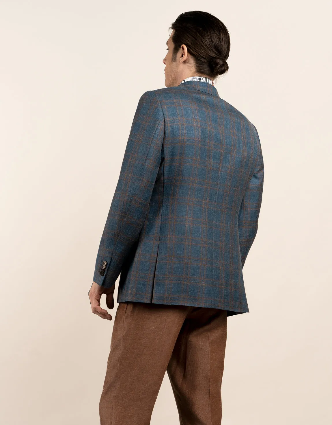 Hawker Teal Blue and Brown Check Blazer