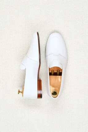 Hermes White Calf Ancora Loafers