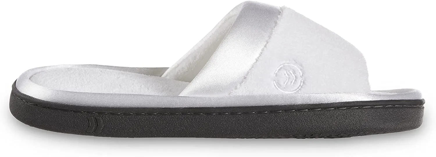 iIotoner Women's  Microterry Satin Trimmed Slide