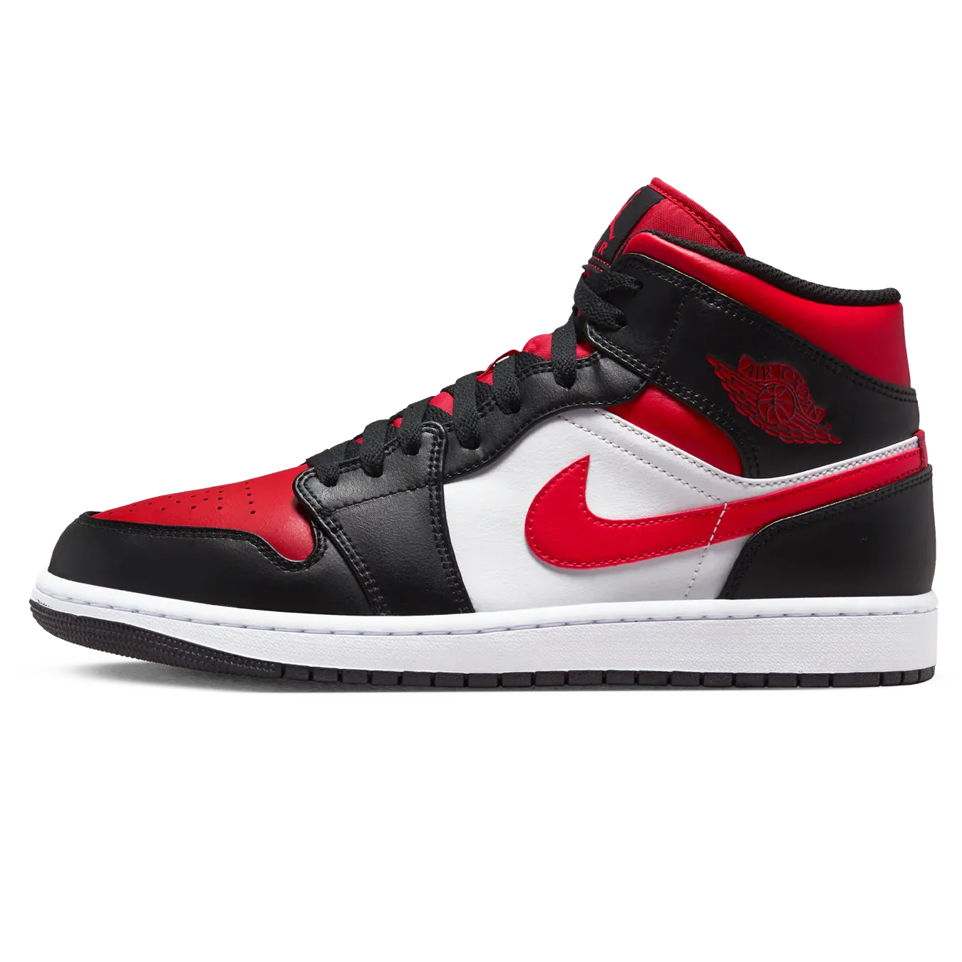 JORDAN 1 MID BLACK FIRE RED (GS)