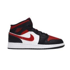 JORDAN 1 MID BLACK FIRE RED (GS)