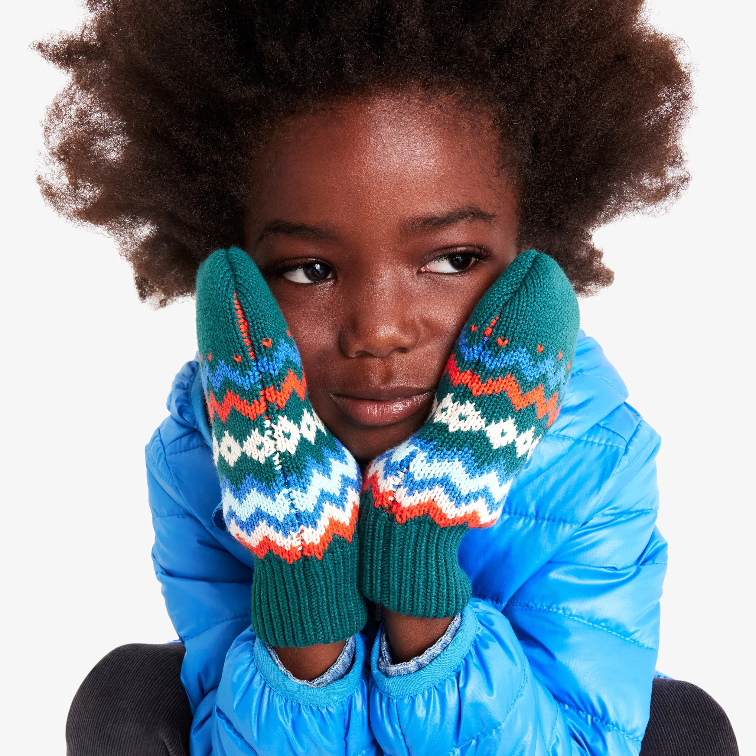 Kids fleece-lined fair isle mittens