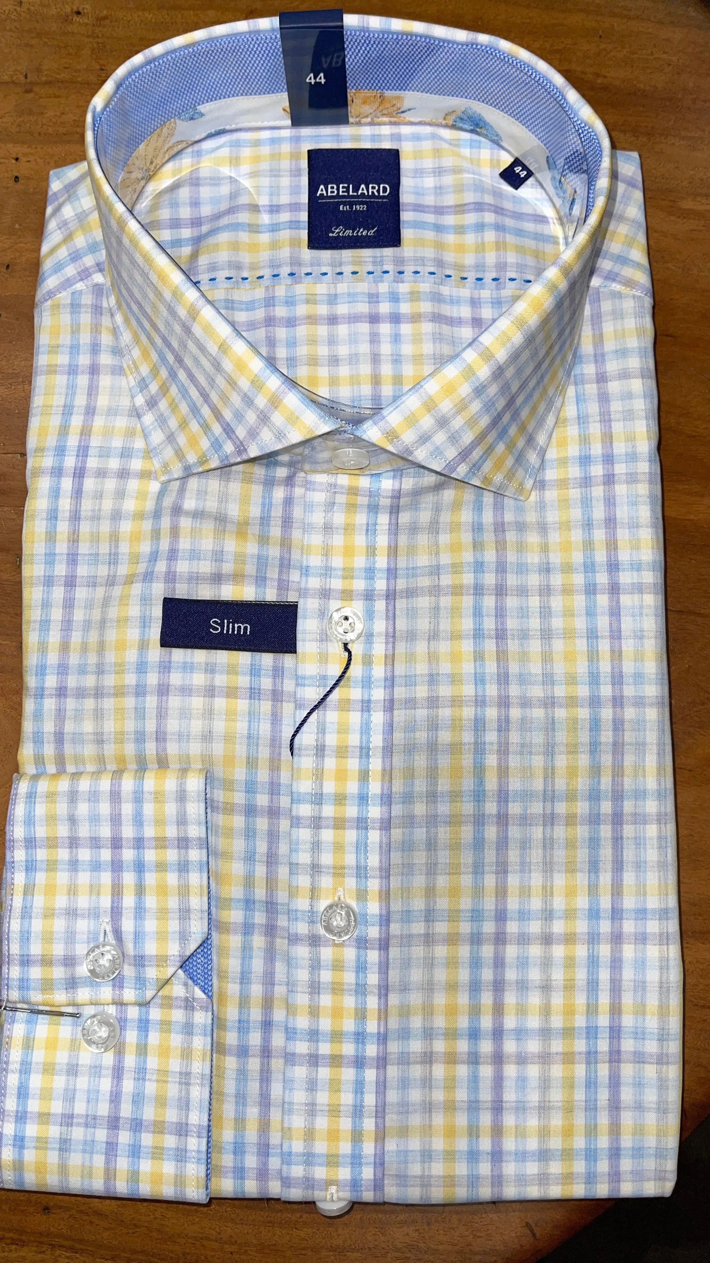 Long Sleeve Business Shirt - Yellow & Blue Check