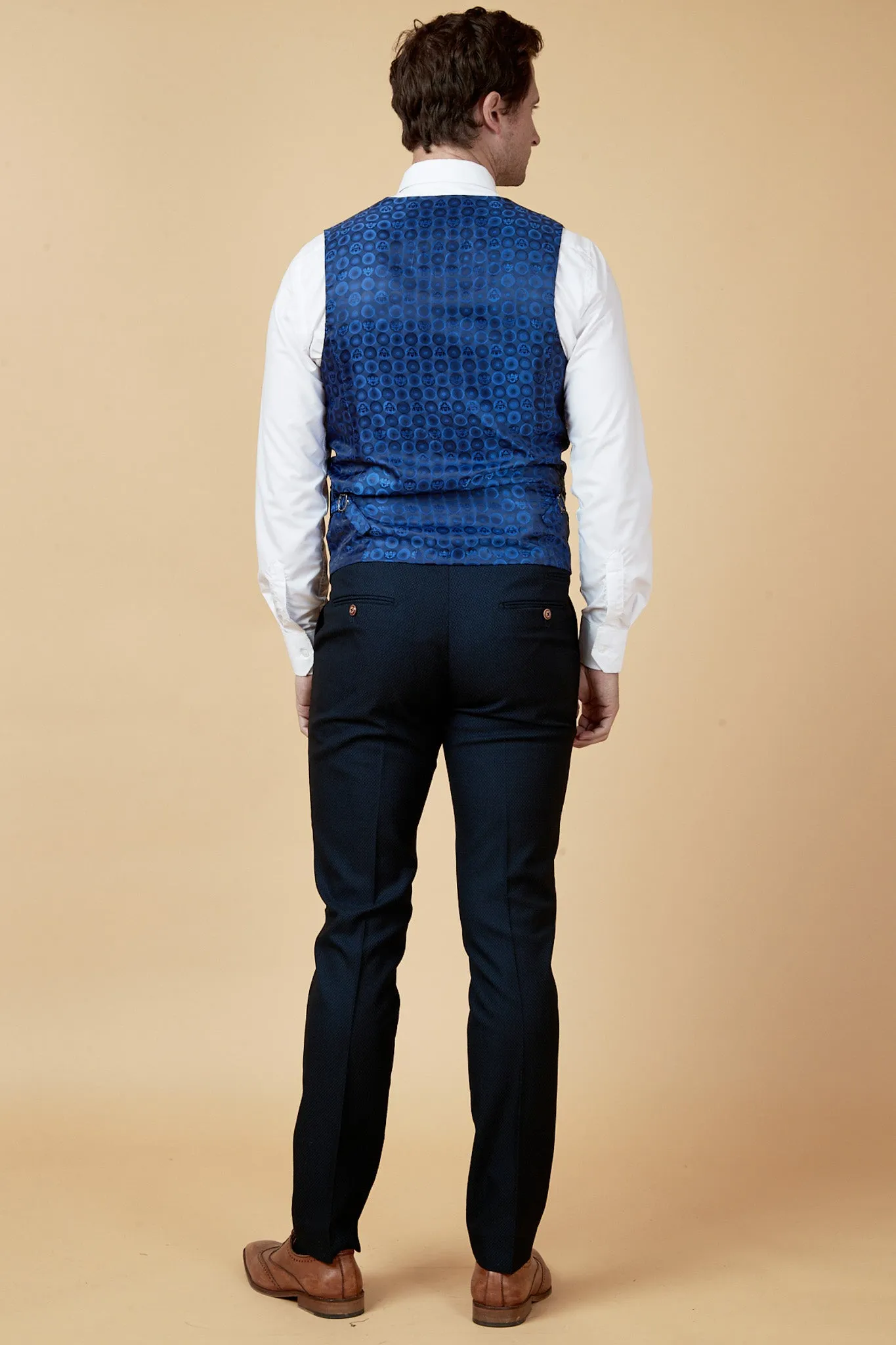 MAX - Navy Single Breasted Waistcoat