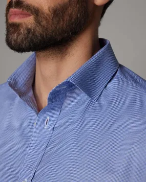 Micro-Checked Shirt - Mid Blue