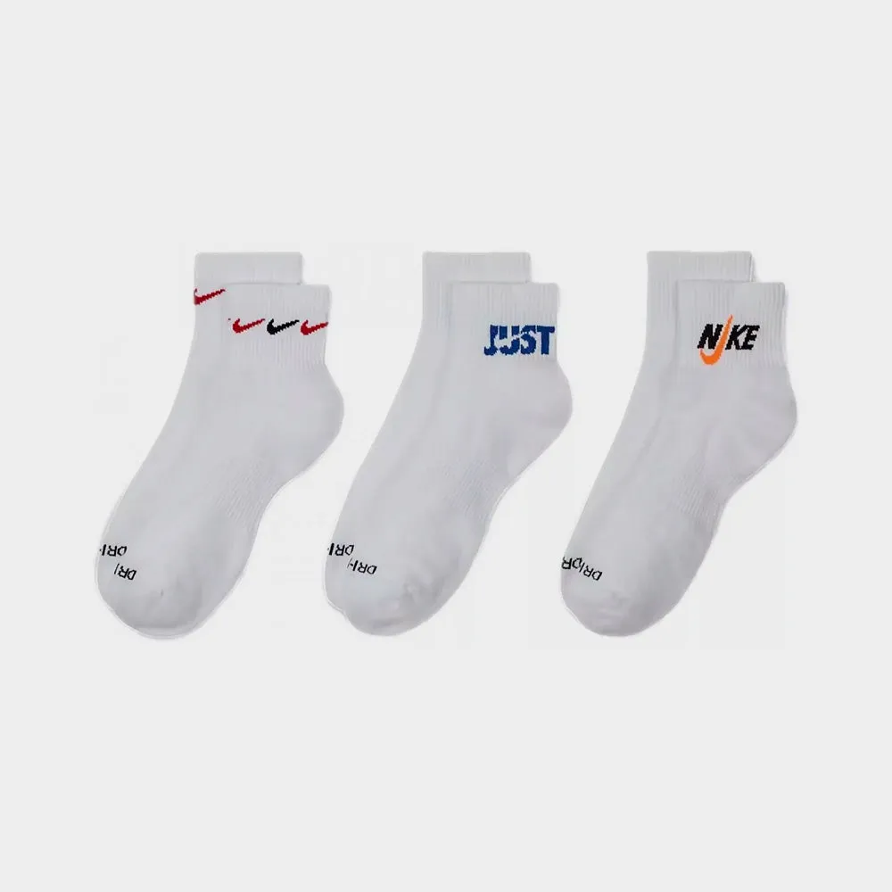 Nike Unisex Training Ankle Socks (3 Pairs) White/Multi _ 181968 _ Multi