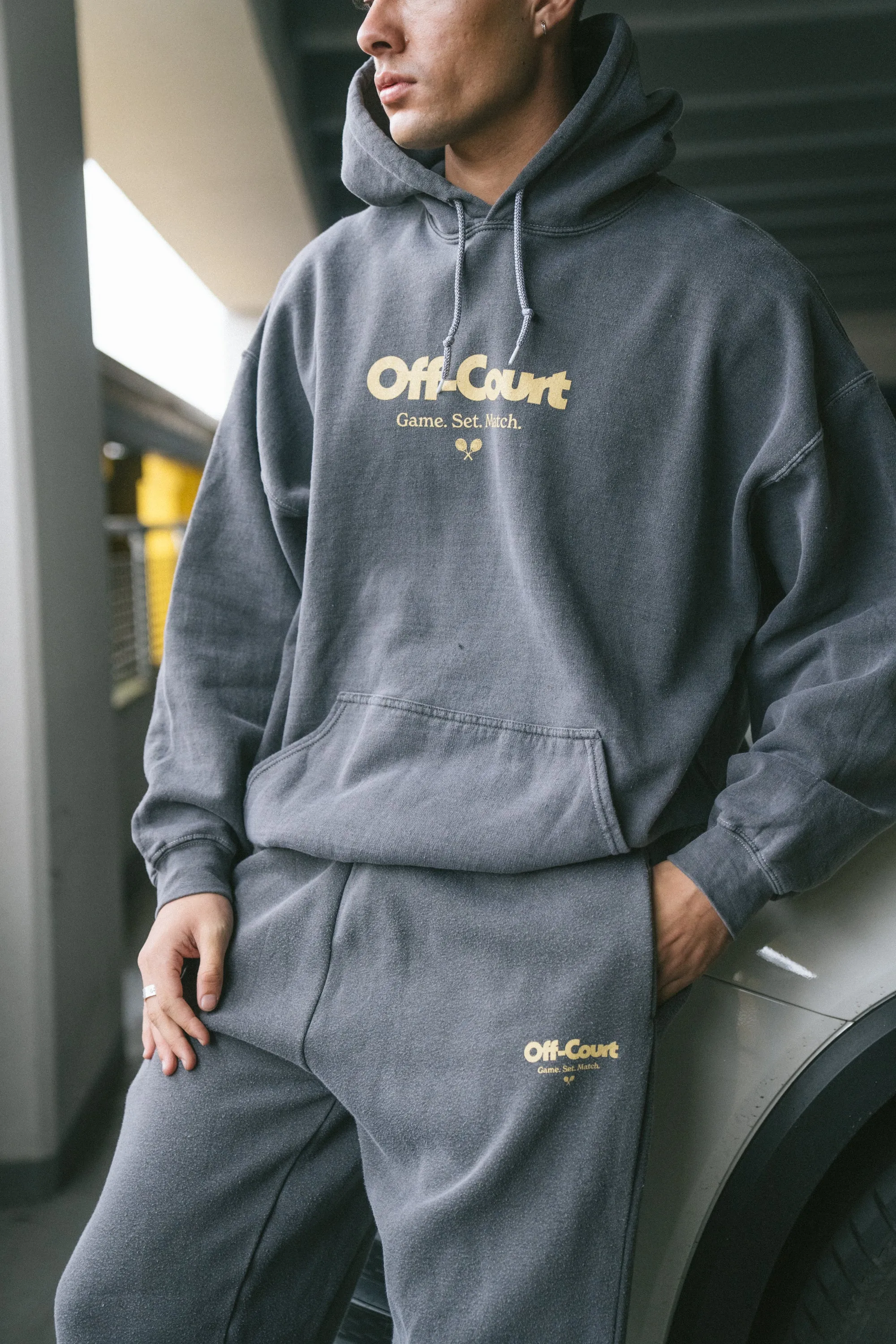 Vice 84 'Off-Court GSM' Hoodie & Jogger Set -  Vintage Washed Charcoal