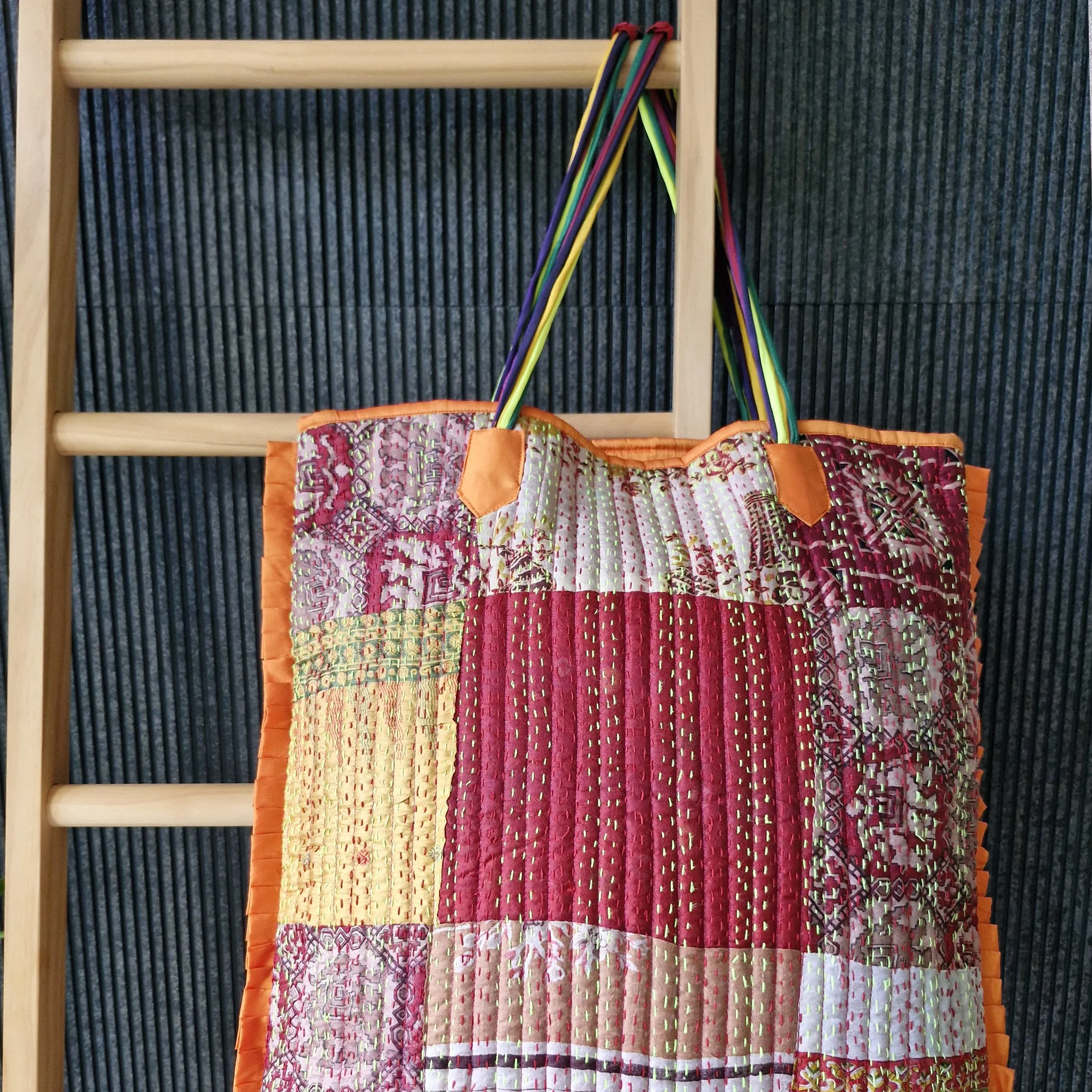 Vintage Kantha Tote Orange