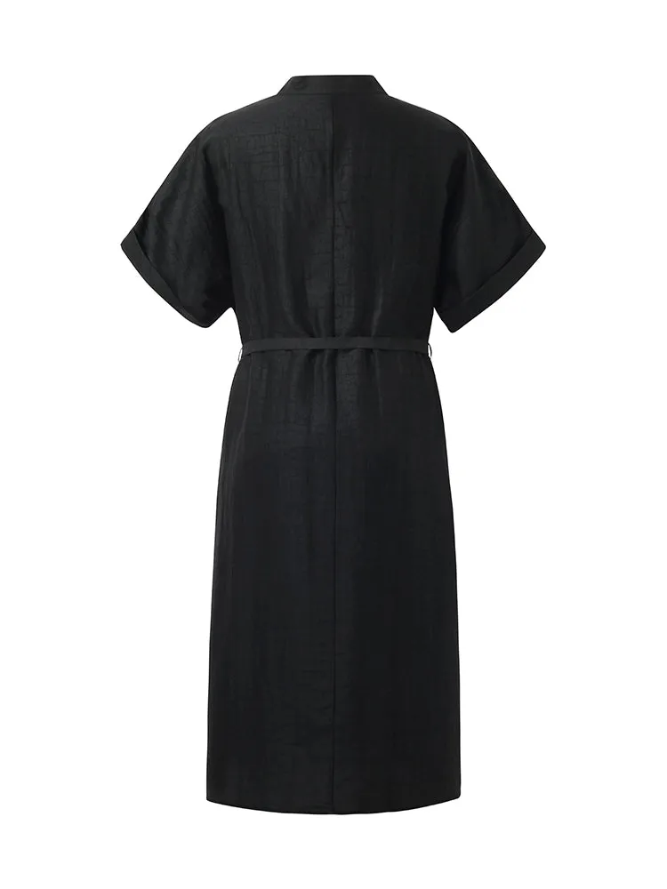 Xiang Yun Silk V-Neck Midi Dress