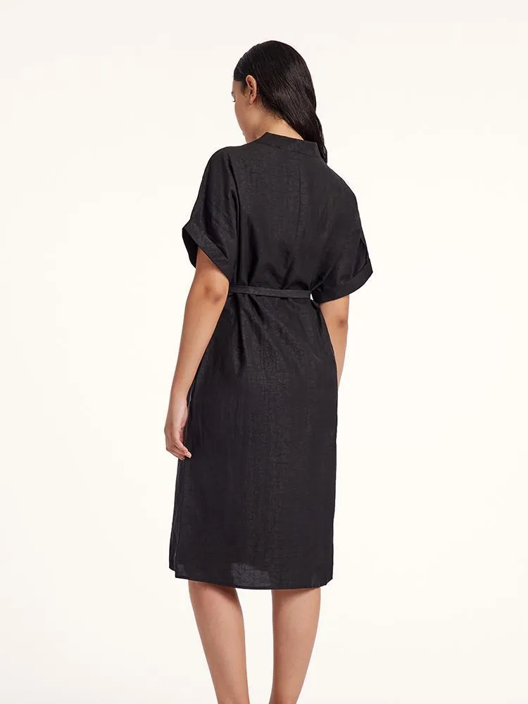 Xiang Yun Silk V-Neck Midi Dress