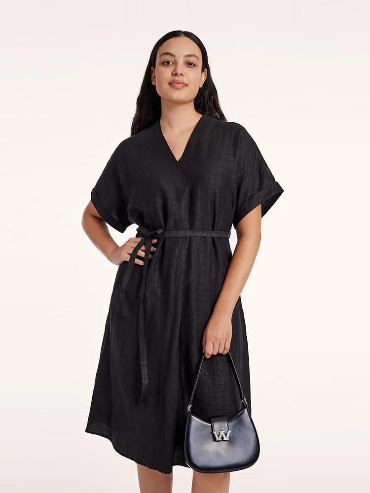 Xiang Yun Silk V-Neck Midi Dress